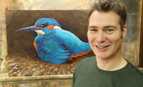 This painting was inspired by filming kingfishers underground