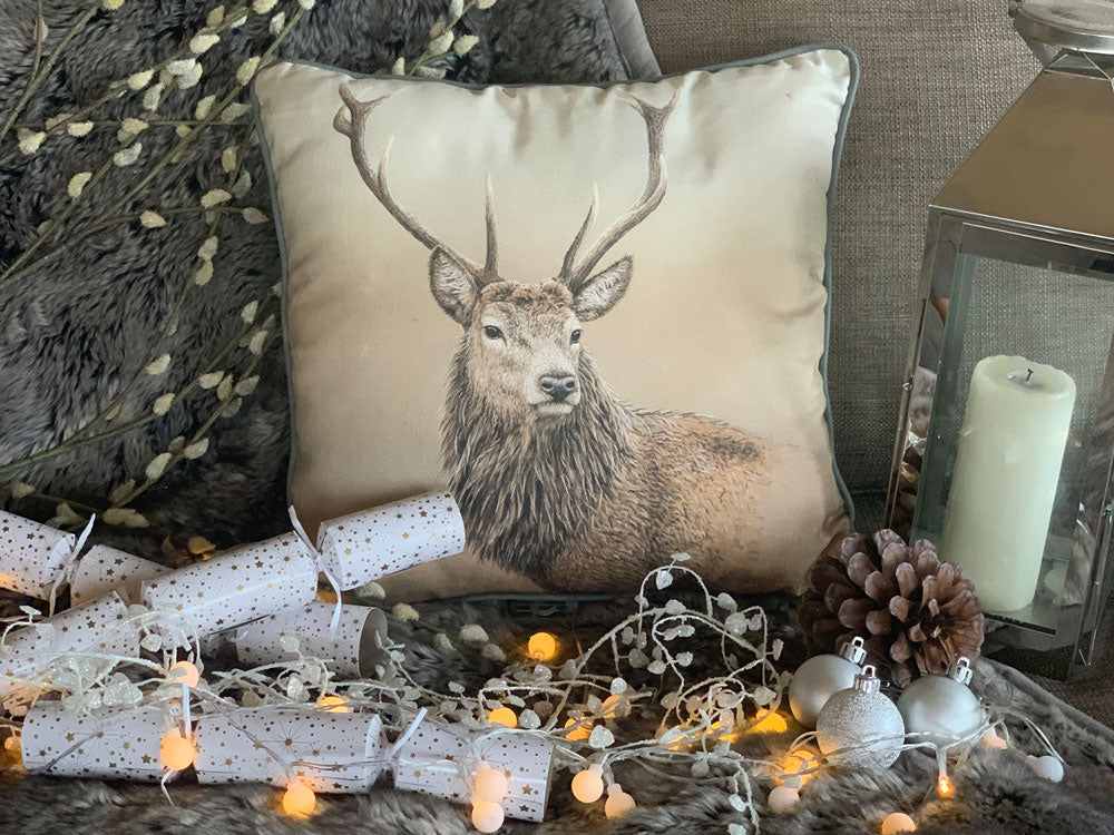 Luxury Red Stag Cushion Wildlife Gifts n Robert E Fuller