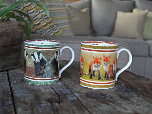 Badger & Fox Mugs | Fine Bone China | Set of 2