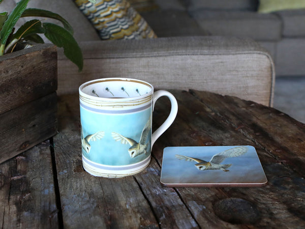 Barn Owl | Fine Bone China Mug and Drinks Coaster Set