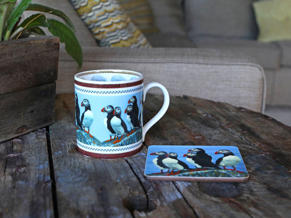 Puffin | Fine Bone China Mug and Drinks Coaster Set