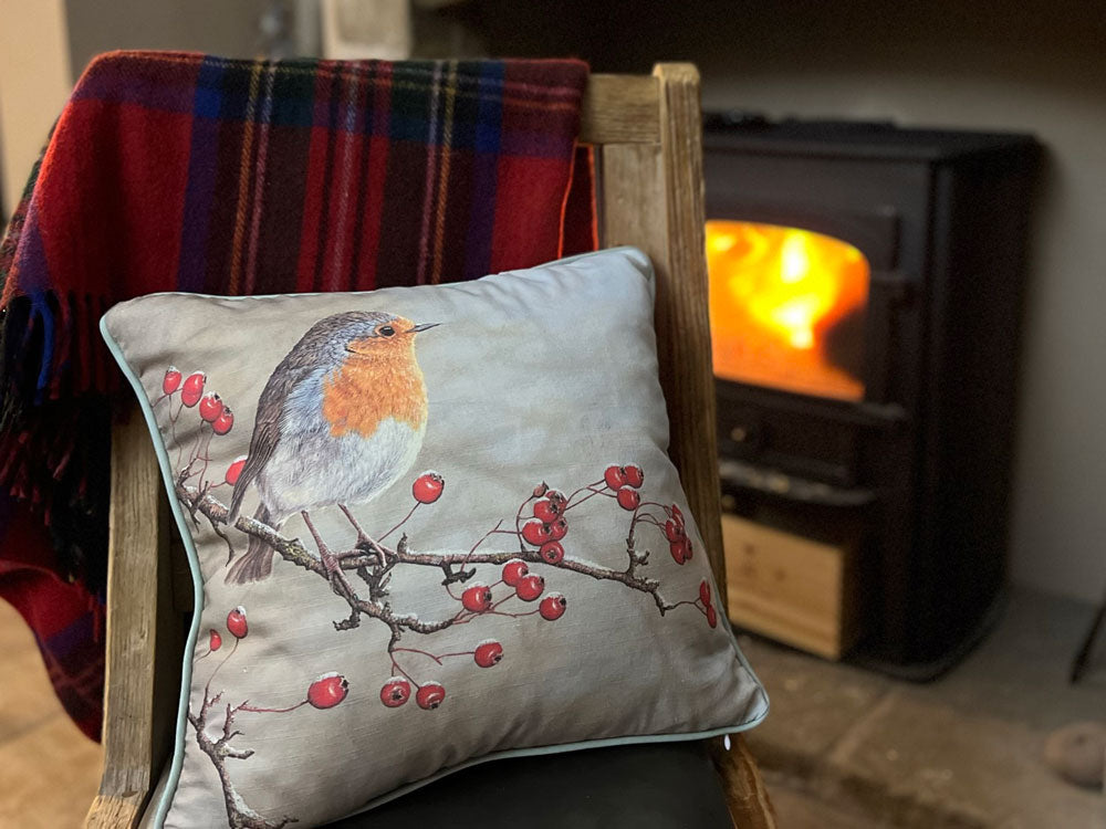 Christmas robin cushion hotsell