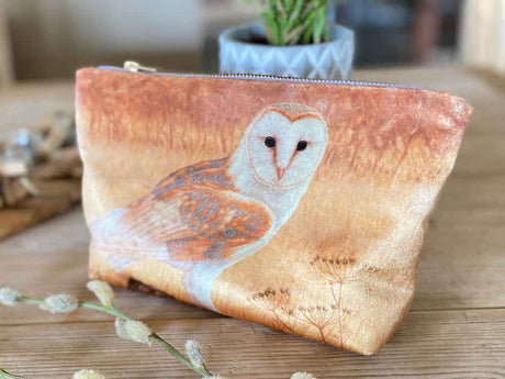 Barn Owl | Luxury Velvet Cosmetic Bag