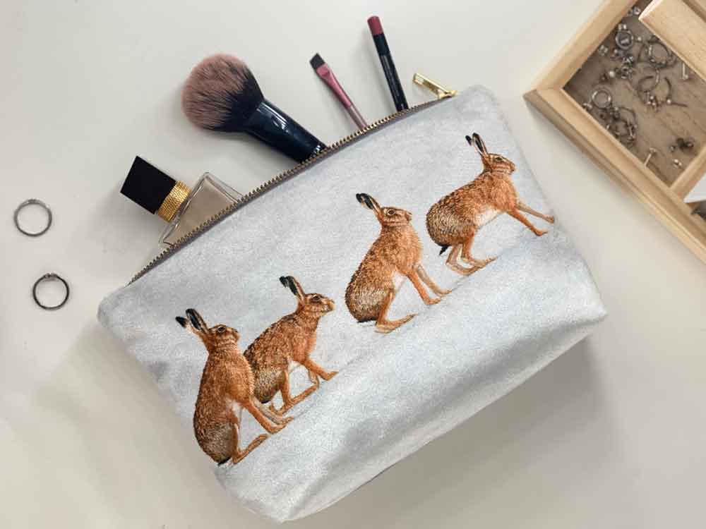 Hares | Luxury Velvet Cosmetic Bag