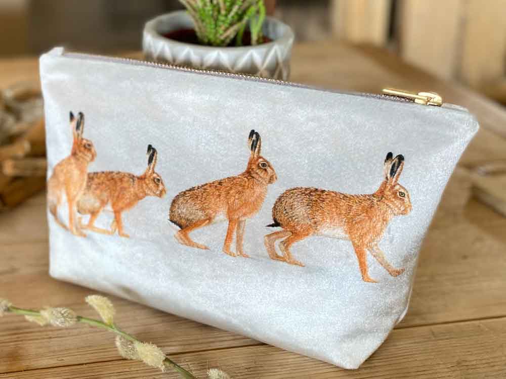 Hares | Luxury Velvet Cosmetic Bag