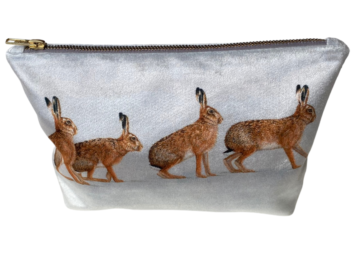 Hares | Luxury Velvet Cosmetic Bag