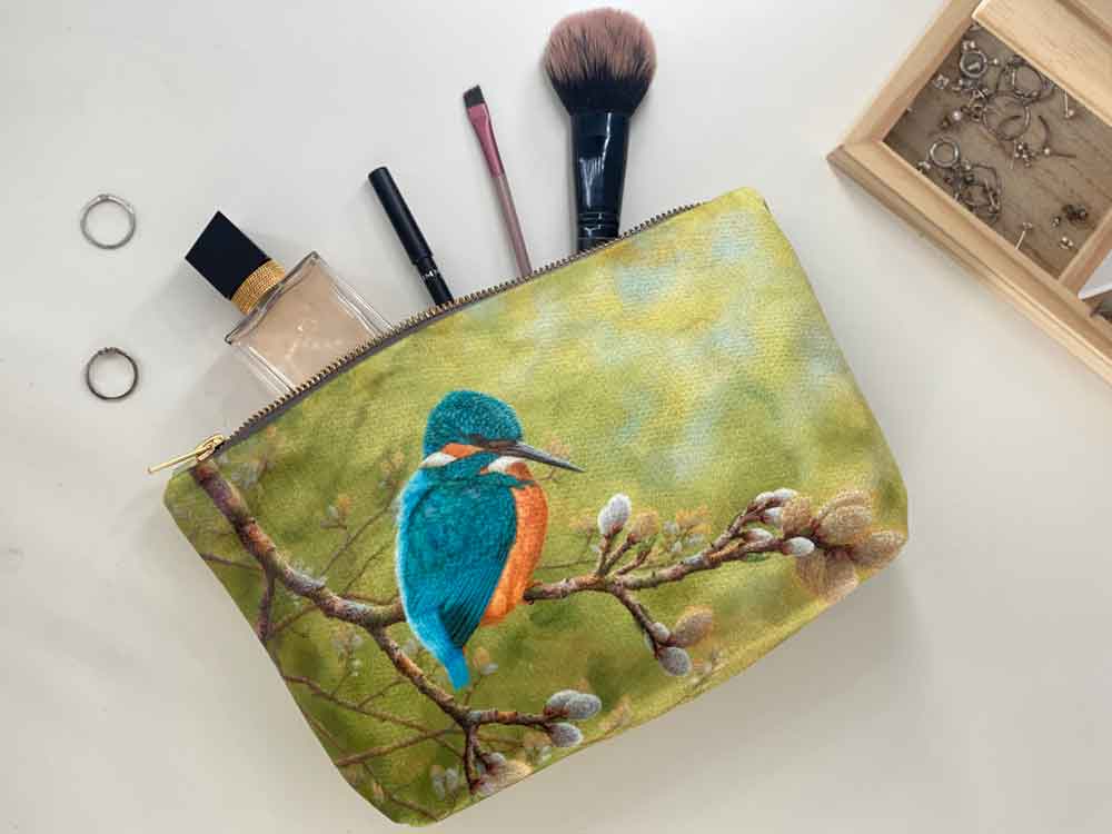 Kingfisher | Luxury Velvet Cosmetic Bag