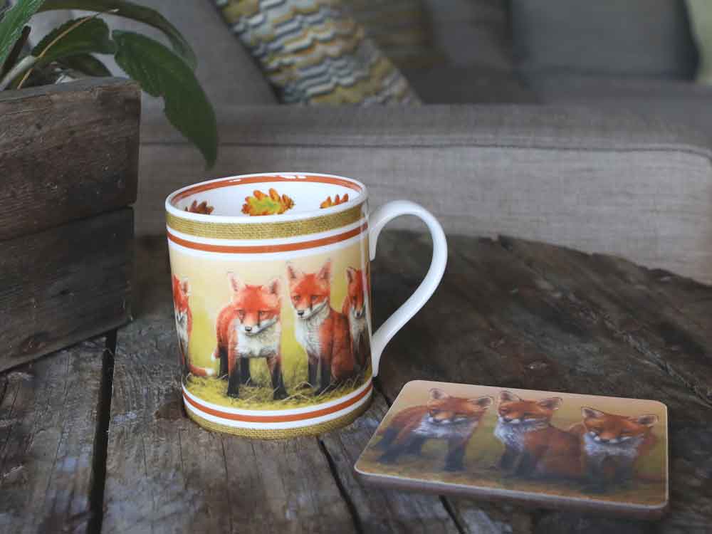 Fox | Fine Bone China Mug and Drinks Coaster Set