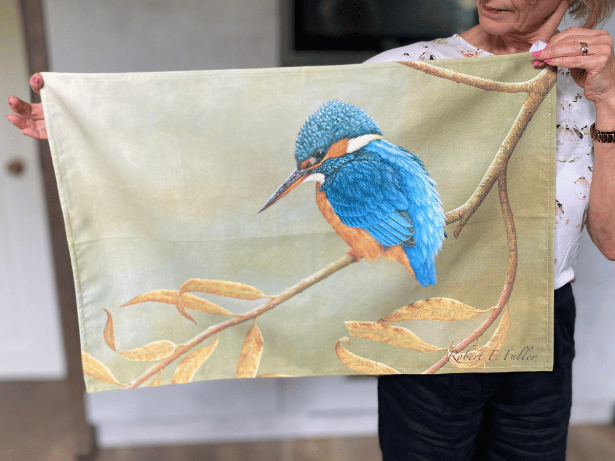 Kingfisher tea towel