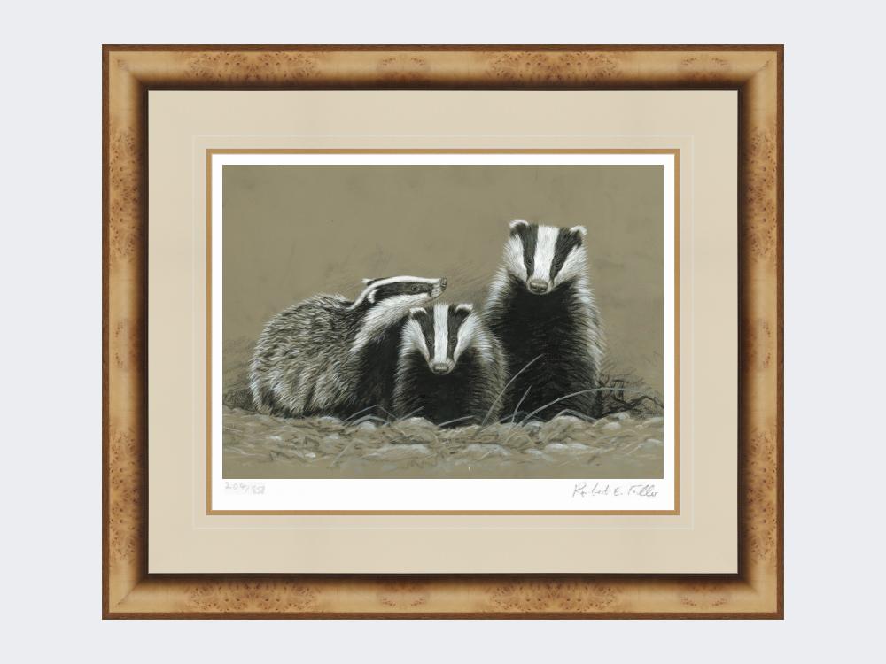 Badger-and-Two-Cubs-Print-Medium-Light-Burr