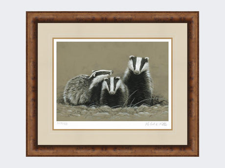 Badger-and-Two-Cubs-Print-Medium-Walnut-Burr