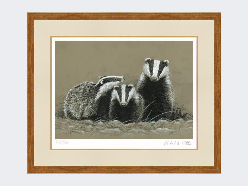 Badger-and-Two-Cubs-Print-Rustic-Country