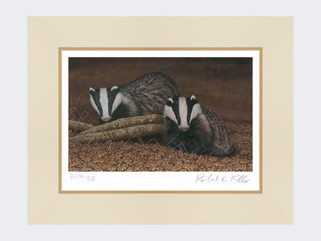 Badger-on-Night-Watch-Print-Mounted-Print-Only