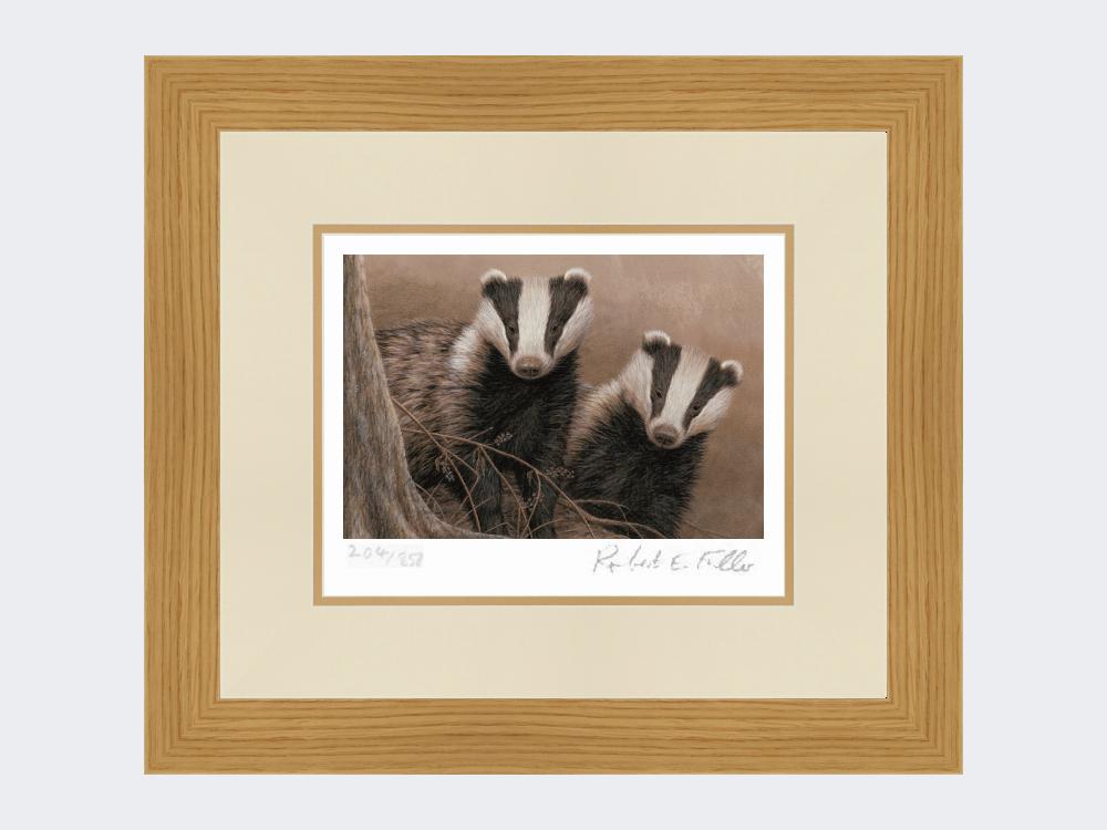 Badgers-at-Twilight-Print-Light-Oak