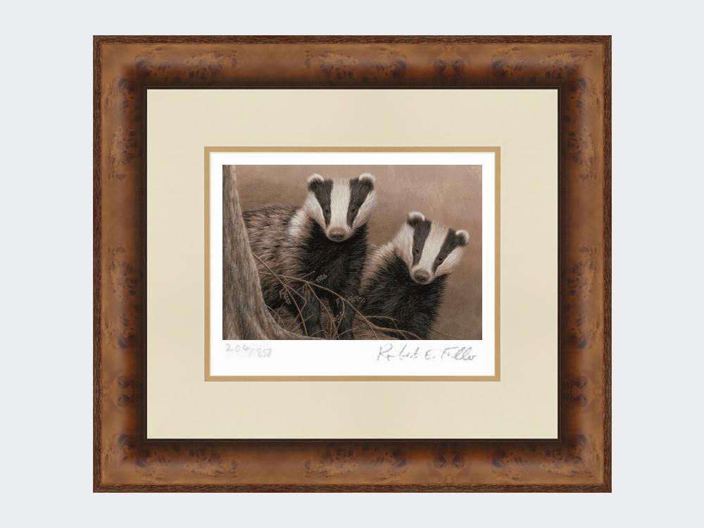 Badgers-at-Twilight-Print-Medium-Walnut-Burr