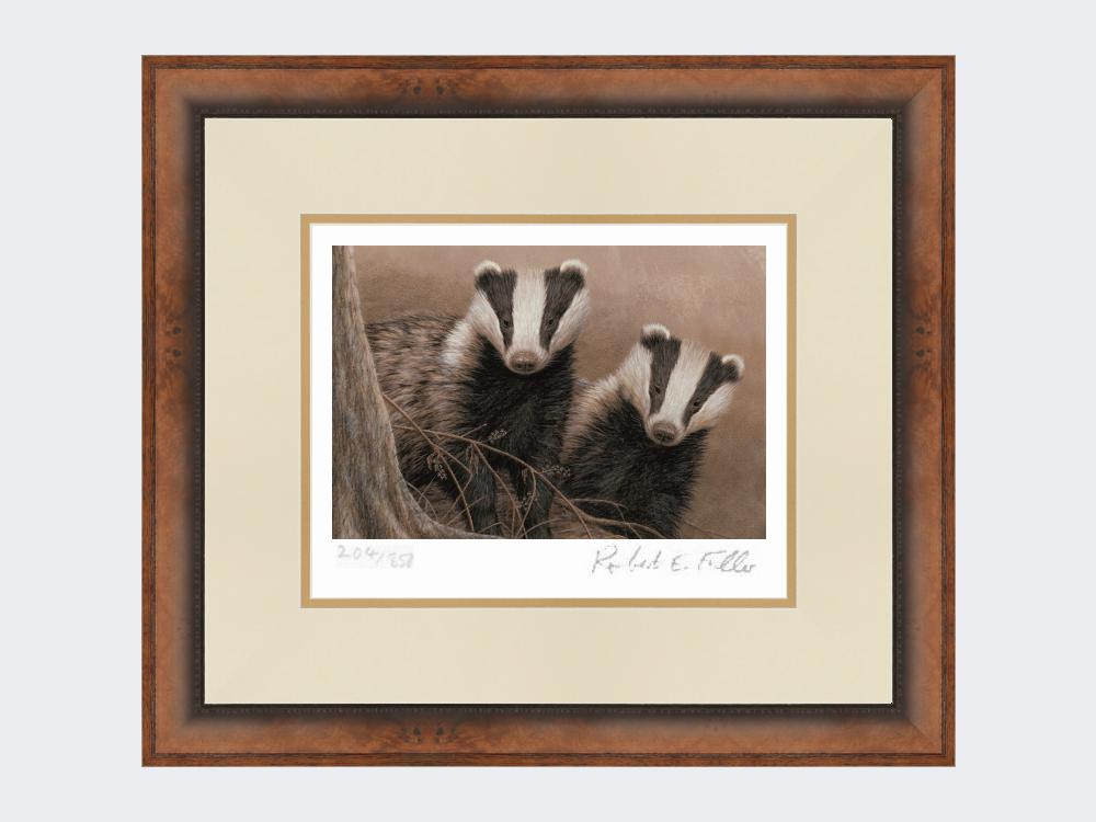 Badgers-at-Twilight-Print-Small-Walnut-Burr