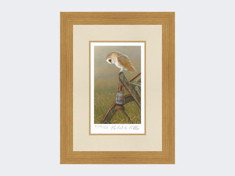 Barn-Owl-on Cart-Limited-Edition-Print-Light-Oak