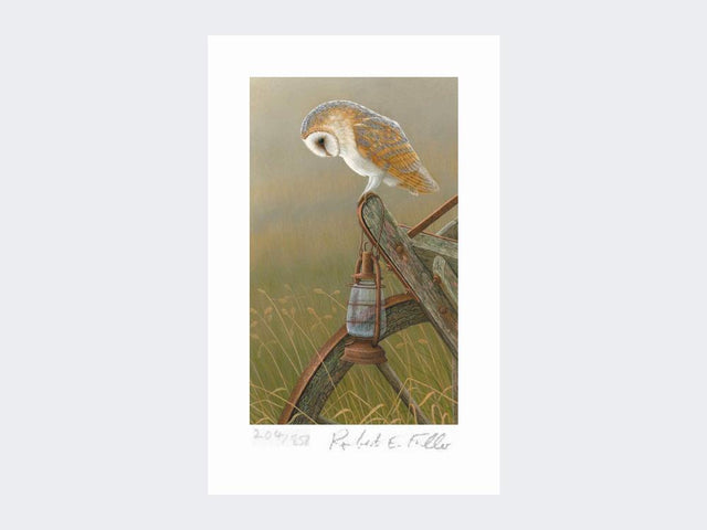 Barn-Owl-on Cart-Limited-Edition-Print-Loose-Print-Only