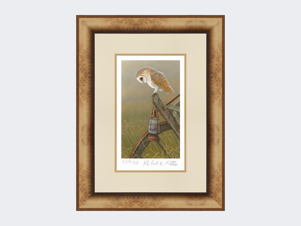 Barn-Owl-on Cart-Limited-Edition-Print-Medium-Light-Burr