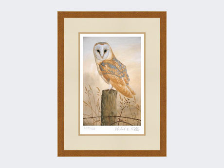 Barn-Owl-on-Fence-Post-Print-Rustic-Country