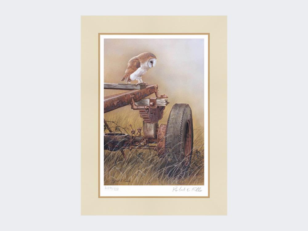 Barn-Owl-on-Trailer-Print-Mounted-Print-Only