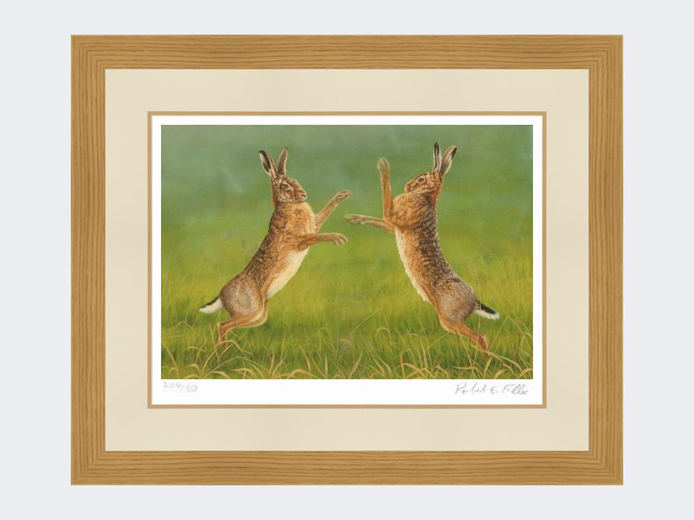 Boxing-Hares-Print-Light-Oak