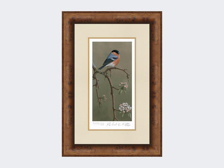 Bullfinch-on-Blossom-Print-Medium-Walnut-Burr