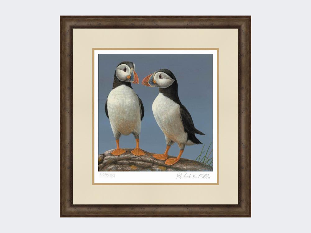 Courting-Puffins-Limited-Edition-Print-Small-Dark-Grey-Burr