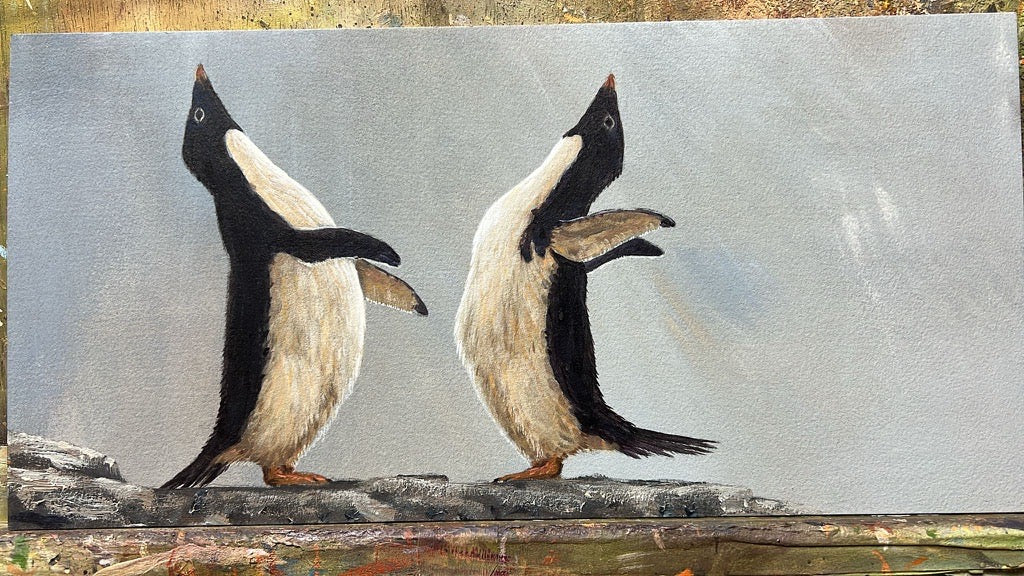 Adelie Penguin Courtship | Original Painting