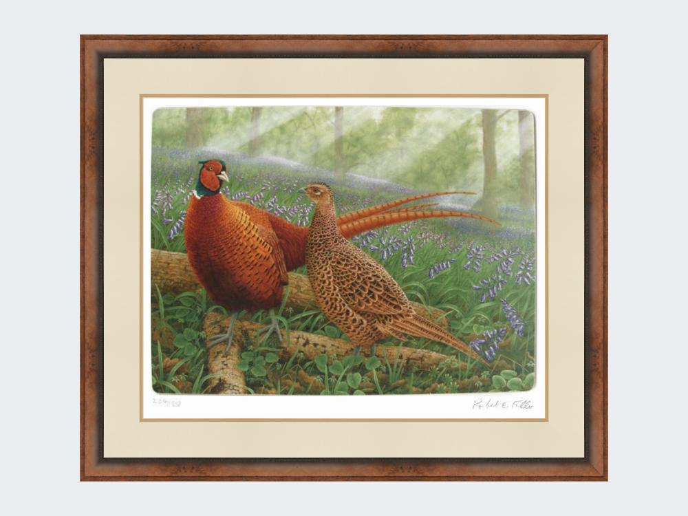 Pheasants-in-Bluebells-Small-Walnut-Burr