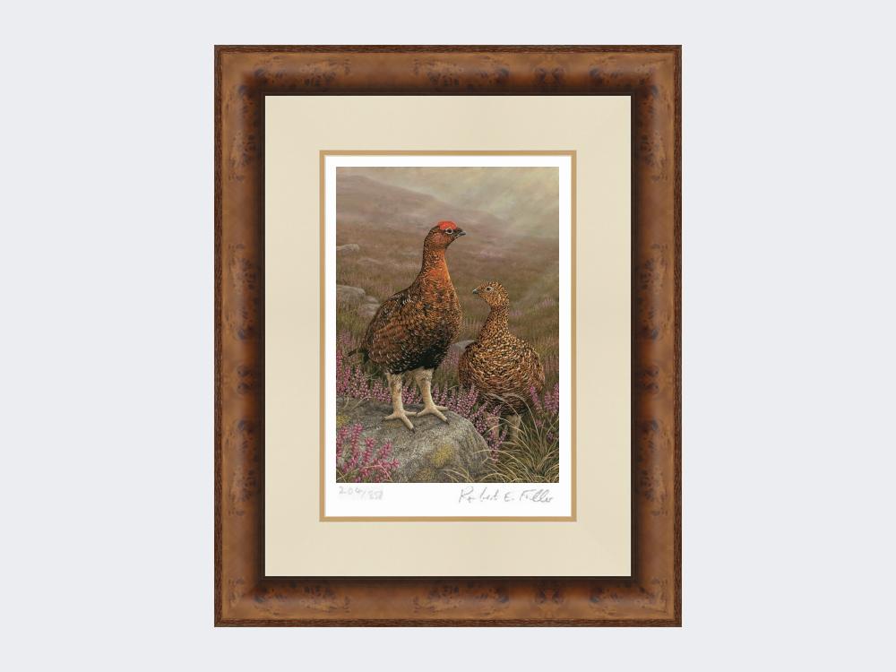 Red-Grouse-in-Heather-Print-Medium-Walnut-Burr