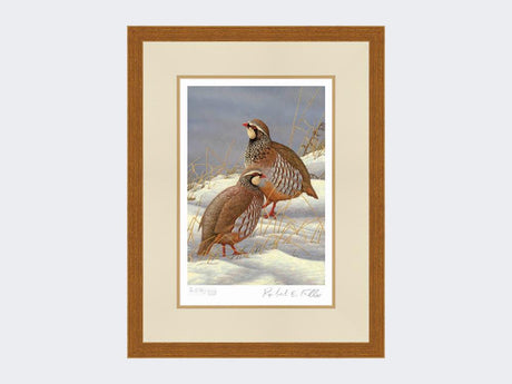 Red-Legged-Partridges-in-Snow-Print-Rustic-Country