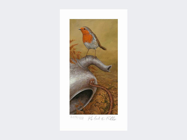 Robin on Teapot | Limited Edition Art Print