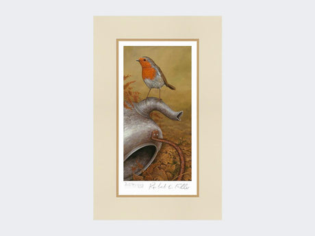 Robin-on-Teapot-Print-Mounted-Print-Only