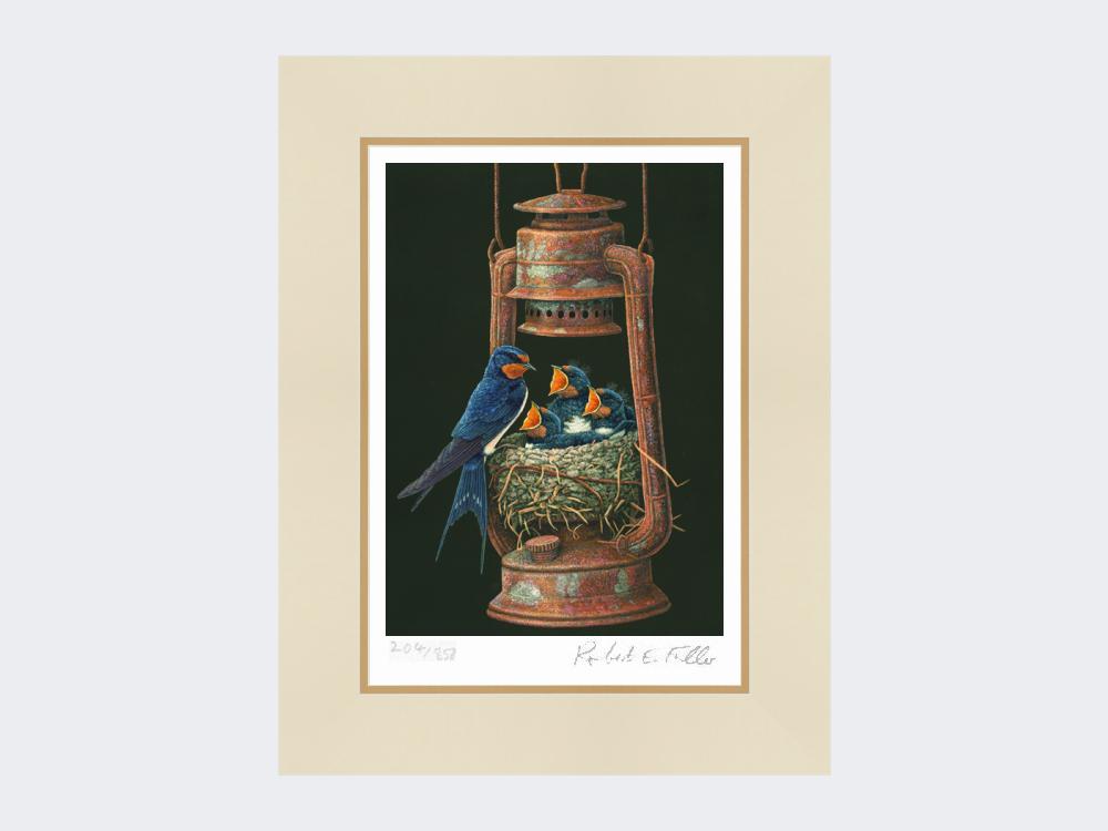 Swallows-in-Storm-Lamp-Mounted-Print-Only