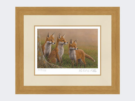 Three-Fox-Cubs-Print-Light-Oak